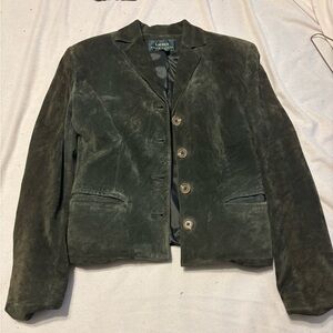 Vintage Suede Blazer Jacket Lauren Ralph Lauren Dark Green Dark Academia